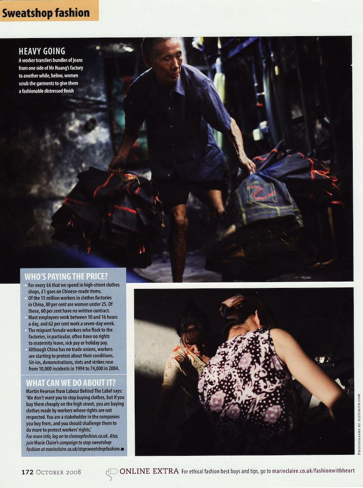 The Real Cost Of Your Jeans Marie Claire Publication Justin Jin